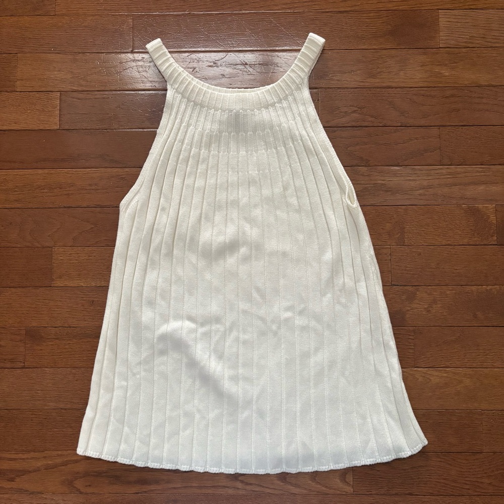 Rue and Willow White Y2K Ribbed High Neck Sweater Tank